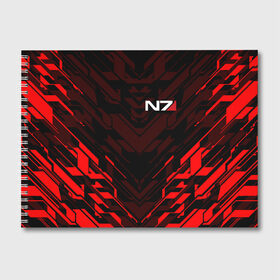 Альбом для рисования с принтом MASS EFFECT N7 в городе Новоалтайск, 100% бумага
 | матовая бумага, плотность 200 мг. | Тематика изображения на принте: bioware | n7 | shepard | броня | жнецы | костюм | масс эффект | н7 | стальная броня | шепард | эффект массы