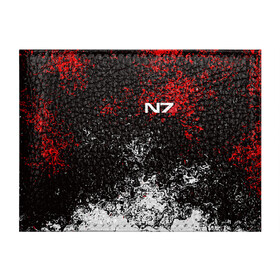 Обложка для студенческого билета с принтом MASS EFFECT N7 в городе Новоалтайск, натуральная кожа | Размер: 11*8 см; Печать на всей внешней стороне | Тематика изображения на принте: bioware | n7 | shepard | броня | жнецы | костюм | масс эффект | н7 | стальная броня | шепард | эффект массы