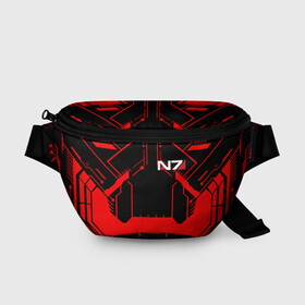Поясная сумка 3D с принтом MASS EFFECT N7 в городе Новоалтайск, 100% полиэстер | плотная ткань, ремень с регулируемой длиной, внутри несколько карманов для мелочей, основное отделение и карман с обратной стороны сумки застегиваются на молнию | bioware | n7 | shepard | броня | жнецы | костюм | масс эффект | н7 | стальная броня | шепард | эффект массы