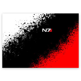 Поздравительная открытка с принтом MASS EFFECT N7 в городе Новоалтайск, 100% бумага | плотность бумаги 280 г/м2, матовая, на обратной стороне линовка и место для марки
 | bioware | n7 | shepard | броня | жнецы | костюм | масс эффект | н7 | стальная броня | шепард | эффект массы