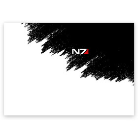Поздравительная открытка с принтом MASS EFFECT N7 в городе Новоалтайск, 100% бумага | плотность бумаги 280 г/м2, матовая, на обратной стороне линовка и место для марки
 | bioware | n7 | shepard | броня | жнецы | костюм | масс эффект | н7 | стальная броня | шепард | эффект массы