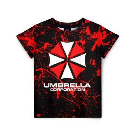 Детская футболка 3D с принтом Umbrella Corporation. в городе Новоалтайск, 100% гипоаллергенный полиэфир | прямой крой, круглый вырез горловины, длина до линии бедер, чуть спущенное плечо, ткань немного тянется | resident evil | umbrella corporation | амбрелла | амбрелла корпорейшн | вирус | вымышленная военная и фармацевтическая корпорация | игра | умбрелла
