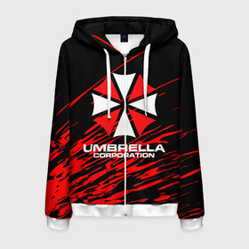 Мужская толстовка 3D на молнии с принтом Umbrella Corporation в городе Новоалтайск, 100% полиэстер | длина до линии бедра, манжеты и пояс оформлены мягкой тканевой резинкой, двухслойный капюшон со шнурком для регулировки, спереди молния, по бокам два кармана | resident evil | umbrella corporation | амбрелла | амбрелла корпорейшн | вирус | вымышленная военная и фармацевтическая корпорация | игра | умбрелла