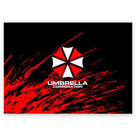 Поздравительная открытка с принтом Umbrella Corporation. в городе Новоалтайск, 100% бумага | плотность бумаги 280 г/м2, матовая, на обратной стороне линовка и место для марки
 | resident evil | umbrella corporation | амбрелла | амбрелла корпорейшн | вирус | вымышленная военная и фармацевтическая корпорация | игра | умбрелла