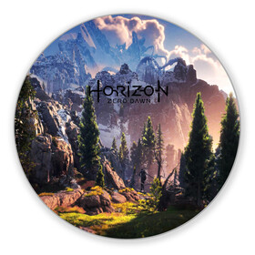 Коврик для мышки круглый с принтом Horizon Zero Dawn в городе Новоалтайск, резина и полиэстер | круглая форма, изображение наносится на всю лицевую часть | aloy | antasy girl | art | artwork | digital art | fantasy | horizon | horizon: zero dawn | landscape | tallneck | warrior fantasy | weapon | zero dawn