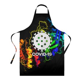 Фартук 3D с принтом COVID-19 NEW в городе Новоалтайск, 100% полиэстер | общий размер — 65 х 85 см, ширина нагрудника — 26 см, горловина — 53 см, длина завязок — 54 см, общий обхват в поясе — 173 см. Принт на завязках и на горловине наносится с двух сторон, на основной части фартука — только с внешней стороны | covid 19 | molecule | абстракция | клетки | коронавирус | медицина | микробы | молекулы | наука | нейрон | нейроны | текстура | текстуры | формула