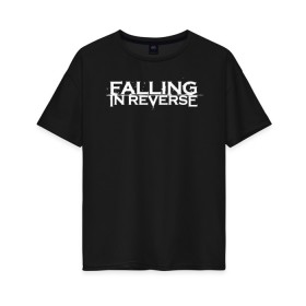 Женская футболка хлопок Oversize с принтом Falling in Reverse в городе Новоалтайск, 100% хлопок | свободный крой, круглый ворот, спущенный рукав, длина до линии бедер
 | falling in reverse | logo | rock | ronnie radke | лого | рок | ронни радке