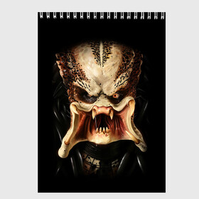 Скетчбук с принтом PREDATOR в городе Новоалтайск, 100% бумага
 | 48 листов, плотность листов — 100 г/м2, плотность картонной обложки — 250 г/м2. Листы скреплены сверху удобной пружинной спиралью | aliens | black | cinema | predator | кино | фильм хищник | фильмы | хищник | чёрный | чужой
