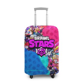 Чехол для чемодана 3D с принтом BRAWL STARS в городе Новоалтайск, 86% полиэфир, 14% спандекс | двустороннее нанесение принта, прорези для ручек и колес | 8 bit | bibi | brawl stars | brock | bull | crow | dinomike | el primo | leon | mobile game | nita | poko | ricochet | sandy | shall | stars | tara | бравл старс | ворон | леон | мобильные игры
