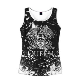 Женская майка 3D с принтом QUEEN. в городе Новоалтайск, 100% полиэстер | круглая горловина, прямой силуэт, длина до линии бедра | queen | британская рок группа | квин | куин | кьюин | мистер робот | музыка | рами малек | рок | рок музыка | фредди меркьюри