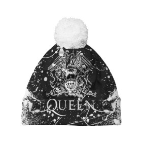 Шапка 3D c помпоном с принтом QUEEN. в городе Новоалтайск, 100% полиэстер | универсальный размер, печать по всей поверхности изделия | queen | британская рок группа | квин | куин | кьюин | мистер робот | музыка | рами малек | рок | рок музыка | фредди меркьюри