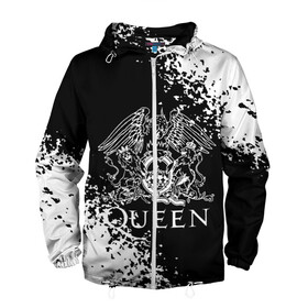 Мужская ветровка 3D с принтом QUEEN. в городе Новоалтайск, 100% полиэстер | подол и капюшон оформлены резинкой с фиксаторами, два кармана без застежек по бокам, один потайной карман на груди | queen | британская рок группа | квин | куин | кьюин | мистер робот | музыка | рами малек | рок | рок музыка | фредди меркьюри