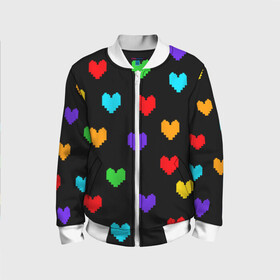 Детский бомбер 3D с принтом UNDERTALE HEART в городе Новоалтайск, 100% полиэстер | застегивается на молнию, по бокам два кармана без застежек, мягкие манжеты, по низу бомбера и на воротнике — эластичная резинка | asriel dreemurr | chara | frisk | gaster blaster | sans | undertale | азриэль дримурр | андертейл | гастер | меттатон | санс | фриск | чара