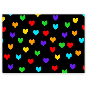 Поздравительная открытка с принтом UNDERTALE HEART в городе Новоалтайск, 100% бумага | плотность бумаги 280 г/м2, матовая, на обратной стороне линовка и место для марки
 | asriel dreemurr | chara | frisk | gaster blaster | sans | undertale | азриэль дримурр | андертейл | гастер | меттатон | санс | фриск | чара