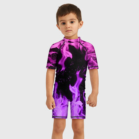 Детский купальный костюм 3D с принтом ЦВЕТНОЙ ОГОНЬ | NEON FIRE в городе Новоалтайск, Полиэстер 85%, Спандекс 15% | застежка на молнии на спине | bright | fire | flame | heat | light | wildfire | искры | огненный | огонь | пламя | пожар