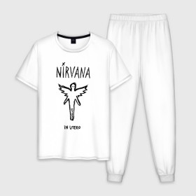 Мужская пижама хлопок с принтом Nirvana In utero в городе Новоалтайск, 100% хлопок | брюки и футболка прямого кроя, без карманов, на брюках мягкая резинка на поясе и по низу штанин
 | in utero | nirvana | nirvana in utero | smile | курт кобейн | нирвана | нирвана in utero