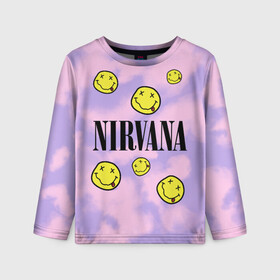 Детский лонгслив 3D с принтом NIRVANA в городе Новоалтайск, 100% полиэстер | длинные рукава, круглый вырез горловины, полуприлегающий силуэт
 | in utero | nevermind | nirvana | nirvana in utero | nirvana logo | smile | курт кобейн | нирвана | нирвана in utero | нирвана лого