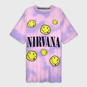 Платье-футболка 3D с принтом NIRVANA в городе Новоалтайск,  |  | Тематика изображения на принте: in utero | nevermind | nirvana | nirvana in utero | nirvana logo | smile | курт кобейн | нирвана | нирвана in utero | нирвана лого