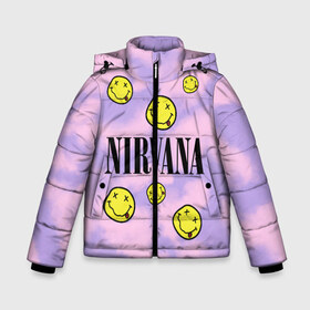 Зимняя куртка для мальчиков 3D с принтом NIRVANA в городе Новоалтайск, ткань верха — 100% полиэстер; подклад — 100% полиэстер, утеплитель — 100% полиэстер | длина ниже бедра, удлиненная спинка, воротник стойка и отстегивающийся капюшон. Есть боковые карманы с листочкой на кнопках, утяжки по низу изделия и внутренний карман на молнии. 

Предусмотрены светоотражающий принт на спинке, радужный светоотражающий элемент на пуллере молнии и на резинке для утяжки | Тематика изображения на принте: in utero | nevermind | nirvana | nirvana in utero | nirvana logo | smile | курт кобейн | нирвана | нирвана in utero | нирвана лого