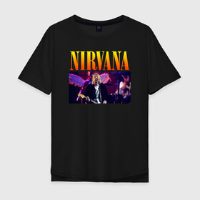 Мужская футболка хлопок Oversize с принтом NIRVANA Курт Кобейн в городе Новоалтайск, 100% хлопок | свободный крой, круглый ворот, “спинка” длиннее передней части | in utero | nevermind | nirvana | nirvana in utero | nirvana logo | smile | курт кобейн | нирвана | нирвана in utero | нирвана лого