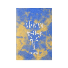 Обложка для паспорта матовая кожа с принтом NIRVANA в городе Новоалтайск, натуральная матовая кожа | размер 19,3 х 13,7 см; прозрачные пластиковые крепления | Тематика изображения на принте: in utero | nevermind | nirvana | nirvana in utero | nirvana logo | nirvana nevermind | smile | курт кобейн | нирвана | нирвана in utero | нирвана лого
