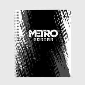 Тетрадь с принтом METRO EXODUS в городе Новоалтайск, 100% бумага | 48 листов, плотность листов — 60 г/м2, плотность картонной обложки — 250 г/м2. Листы скреплены сбоку удобной пружинной спиралью. Уголки страниц и обложки скругленные. Цвет линий — светло-серый
 | exodus | horror | metro 2033 | metro exodus | sparta | survival | артём | игры | исход | метро | метро 2035 | спарта | спартанцы
