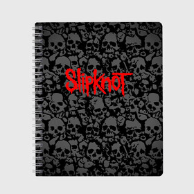 Тетрадь с принтом SLIPKNOT в городе Новоалтайск, 100% бумага | 48 листов, плотность листов — 60 г/м2, плотность картонной обложки — 250 г/м2. Листы скреплены сбоку удобной пружинной спиралью. Уголки страниц и обложки скругленные. Цвет линий — светло-серый
 | Тематика изображения на принте: slipknot | джей вайнберг | джеймс рут | джои джордисон | донни стили | кори тейлор | крис фен | крэйг джонс | мик томсон | пол греи | слипкнот | шон крэхан