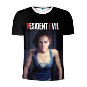 Мужская футболка 3D спортивная с принтом Jill Valentine в городе Новоалтайск, 100% полиэстер с улучшенными характеристиками | приталенный силуэт, круглая горловина, широкие плечи, сужается к линии бедра | biohazard | jill | jill valentine | resident evil | resident evil 3 | джил | джилл | джилл валентайн | обитель зла | резидент ивл | резидент ивл 3 | резик