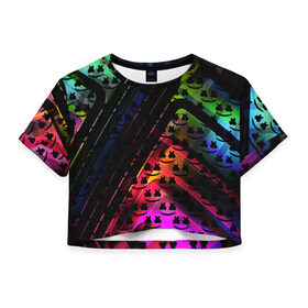 Женская футболка Crop-top 3D с принтом MARSMELLO GRADIENT в городе Новоалтайск, 100% полиэстер | круглая горловина, длина футболки до линии талии, рукава с отворотами | christopher comstock | dj | fortnite | game | gamer | marshmello | music | диджей | игры | клубная музыка | клубняк | крис комсток | маршмеллоу | музыка | фортнайт