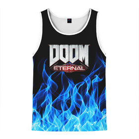 Мужская майка 3D с принтом DOOM ETERNAL в городе Новоалтайск, 100% полиэстер | круглая горловина, приталенный силуэт, длина до линии бедра. Пройма и горловина окантованы тонкой бейкой | doom | doom eternal | game | дум | игры