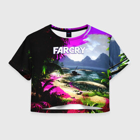 Женская футболка Crop-top 3D с принтом FARCRY в городе Новоалтайск, 100% полиэстер | круглая горловина, длина футболки до линии талии, рукава с отворотами | far cry | farcry | game | ubisof | выживание | джунгли | игры | остров | фар край