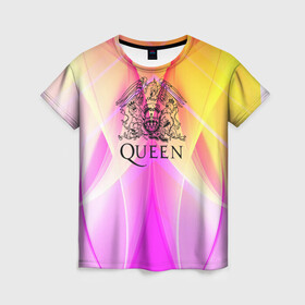 Женская футболка 3D с принтом Queen в городе Новоалтайск, 100% полиэфир ( синтетическое хлопкоподобное полотно) | прямой крой, круглый вырез горловины, длина до линии бедер | queen | британская | группа | исполнитель | музыканты | рок | фредди меркьюри
