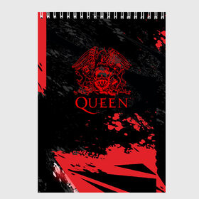 Скетчбук с принтом Queen в городе Новоалтайск, 100% бумага
 | 48 листов, плотность листов — 100 г/м2, плотность картонной обложки — 250 г/м2. Листы скреплены сверху удобной пружинной спиралью | queen | британская | группа | исполнитель | музыканты | рок | фредди меркьюри