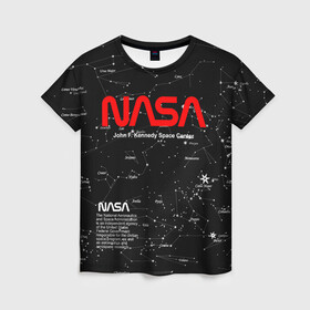 Женская футболка 3D с принтом NASA в городе Новоалтайск, 100% полиэфир ( синтетическое хлопкоподобное полотно) | прямой крой, круглый вырез горловины, длина до линии бедер | nasa | астронавт | вселенная | звёздная карта | звёзды | космический | космонавт | космонавтика | космос | наса | ракета | шатл