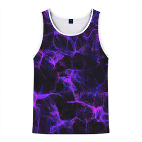 Мужская майка 3D с принтом PURPLE DIGITAL SMOKE NEON в городе Новоалтайск, 100% полиэстер | круглая горловина, приталенный силуэт, длина до линии бедра. Пройма и горловина окантованы тонкой бейкой | Тематика изображения на принте: abstraction | geometry | hexagon | neon | paints | stripes | texture | triangle | абстракция | брызги | геометрия | краски | неон | неоновый | соты | текстура