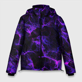 Мужская зимняя куртка 3D с принтом PURPLE DIGITAL SMOKE в городе Новоалтайск, верх — 100% полиэстер; подкладка — 100% полиэстер; утеплитель — 100% полиэстер | длина ниже бедра, свободный силуэт Оверсайз. Есть воротник-стойка, отстегивающийся капюшон и ветрозащитная планка. 

Боковые карманы с листочкой на кнопках и внутренний карман на молнии. | Тематика изображения на принте: abstraction | geometry | hexagon | neon | paints | stripes | texture | triangle | абстракция | брызги | геометрия | краски | неон | неоновый | соты | текстура