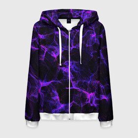 Мужская толстовка 3D на молнии с принтом PURPLE DIGITAL SMOKE NEON в городе Новоалтайск, 100% полиэстер | длина до линии бедра, манжеты и пояс оформлены мягкой тканевой резинкой, двухслойный капюшон со шнурком для регулировки, спереди молния, по бокам два кармана | abstraction | geometry | hexagon | neon | paints | stripes | texture | triangle | абстракция | брызги | геометрия | краски | неон | неоновый | соты | текстура