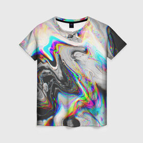 Женская футболка 3D с принтом DIGITAL ABSTRACT GLITCH в городе Новоалтайск, 100% полиэфир ( синтетическое хлопкоподобное полотно) | прямой крой, круглый вырез горловины, длина до линии бедер | abstraction | geometry | glitch | hexagon | neon | paints | stripes | texture | triangle | абстракция | брызги | геометрия | глитч | краски | неон | неоновый | соты | текстура