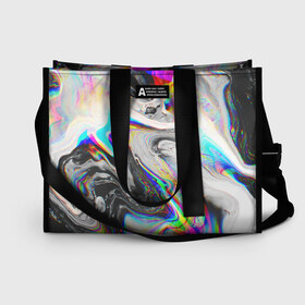 Сумка-шоппер 3D с принтом DIGITAL ABSTRACT GLITCH в городе Новоалтайск, 100% полиэстер | застегивается на металлическую кнопку; внутренний карман застегивается на молнию. Стенки укреплены специальным мягким материалом, чтобы защитить содержимое от несильных ударов
 | abstraction | geometry | glitch | hexagon | neon | paints | stripes | texture | triangle | абстракция | брызги | геометрия | глитч | краски | неон | неоновый | соты | текстура