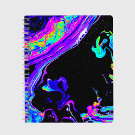 Тетрадь с принтом DIGITAL ABSTRACT в городе Новоалтайск, 100% бумага | 48 листов, плотность листов — 60 г/м2, плотность картонной обложки — 250 г/м2. Листы скреплены сбоку удобной пружинной спиралью. Уголки страниц и обложки скругленные. Цвет линий — светло-серый
 | abstraction | geometry | hexagon | neon | paints | stripes | texture | triangle | абстракция | брызги | геометрия | краски | неон | неоновый | соты | текстура