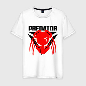 Мужская футболка хлопок с принтом PREDATOR в городе Новоалтайск, 100% хлопок | прямой крой, круглый вырез горловины, длина до линии бедер, слегка спущенное плечо. | aliens | avp | black | cinema | predator | кино | фильм хищник | фильмы | хищник | чёрный | чужой