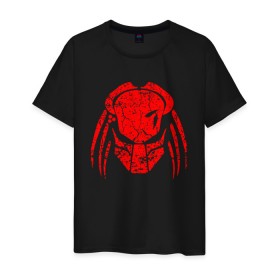 Мужская футболка хлопок с принтом PREDATOR в городе Новоалтайск, 100% хлопок | прямой крой, круглый вырез горловины, длина до линии бедер, слегка спущенное плечо. | aliens | avp | black | cinema | predator | кино | фильм хищник | фильмы | хищник | чёрный | чужой
