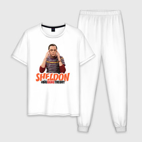 Мужская пижама хлопок с принтом Sheldon в городе Новоалтайск, 100% хлопок | брюки и футболка прямого кроя, без карманов, на брюках мягкая резинка на поясе и по низу штанин
 | big bang theory | howard wolowitz | leonard hofstadter | penny | raj | sheldon cooper | stuart bloom | vdgerir | воловитц | леонард хофстедер | пэнни | радж | раджешь кутрапалли | тбв | теория большого взрыва | чак лорри | шелдон | шэл