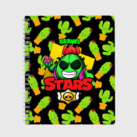 Тетрадь с принтом BRAWL STARS GREEN SPIKE в городе Новоалтайск, 100% бумага | 48 листов, плотность листов — 60 г/м2, плотность картонной обложки — 250 г/м2. Листы скреплены сбоку удобной пружинной спиралью. Уголки страниц и обложки скругленные. Цвет линий — светло-серый
 | brawl | crow | spike | stars | бравл | весёлая | ворона | детская | игра | кактус | космос | красочная | кроу | леон | мультик | ребёнку | робот | светлая | старз | старс | темная | черная | яркая