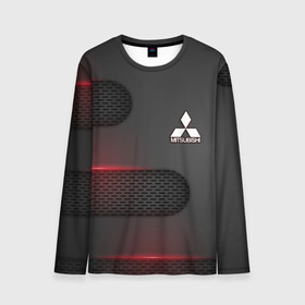 Мужской лонгслив 3D с принтом Mitsubishi в городе Новоалтайск, 100% полиэстер | длинные рукава, круглый вырез горловины, полуприлегающий силуэт | mitsubishi | авто | автомобиль | лого | логотип | митсубиси | митсубиши | текстура