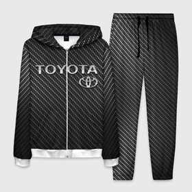 Мужской костюм 3D с принтом TOYOTA CARBON в городе Новоалтайск, 100% полиэстер | Манжеты и пояс оформлены тканевой резинкой, двухслойный капюшон со шнурком для регулировки, карманы спереди | carbon | toyota | абстракция | авто | автомобиль | карбон | лого | логотип | машина | таета | тоета | тойота
