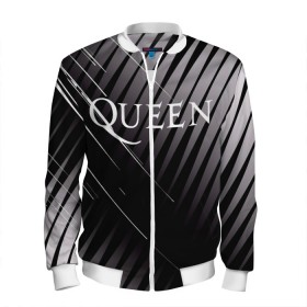 Мужской бомбер 3D с принтом Queen в городе Новоалтайск, 100% полиэстер | застегивается на молнию, по бокам два кармана без застежек, по низу бомбера и на воротнике - эластичная резинка | 3d | queen | британская | группа | исполнитель | лого | логотип | музыканты | надпись | рок | эмблема