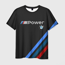 Мужская футболка 3D с принтом BMW POWER CARBON в городе Новоалтайск, 100% полиэфир | прямой крой, круглый вырез горловины, длина до линии бедер | Тематика изображения на принте: bmw | carbon power | абстракция | авто | автомобиль | бмв | карбон | лого | логотип | машина | скорость