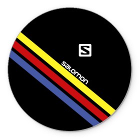 Коврик для мышки круглый с принтом Salomon в городе Новоалтайск, резина и полиэстер | круглая форма, изображение наносится на всю лицевую часть | Тематика изображения на принте: salomon | активный отдых | альпинизм | биатлон | зима | лыжи | сноуборд | спорт