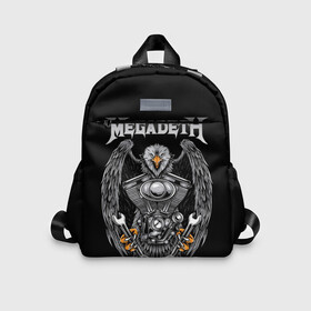 Детский рюкзак 3D с принтом Megadeth в городе Новоалтайск, 100% полиэстер | лямки с регулируемой длиной, сверху петелька, чтобы рюкзак можно было повесить на вешалку. Основное отделение закрывается на молнию, как и внешний карман. Внутри дополнительный карман. По бокам два дополнительных кармашка | Тематика изображения на принте: countdown to extinction | бас | гитара | группа | дэйв мастейн | кико лоурейро | лос анджелес | метал | трэш | хард рок | хеви метал